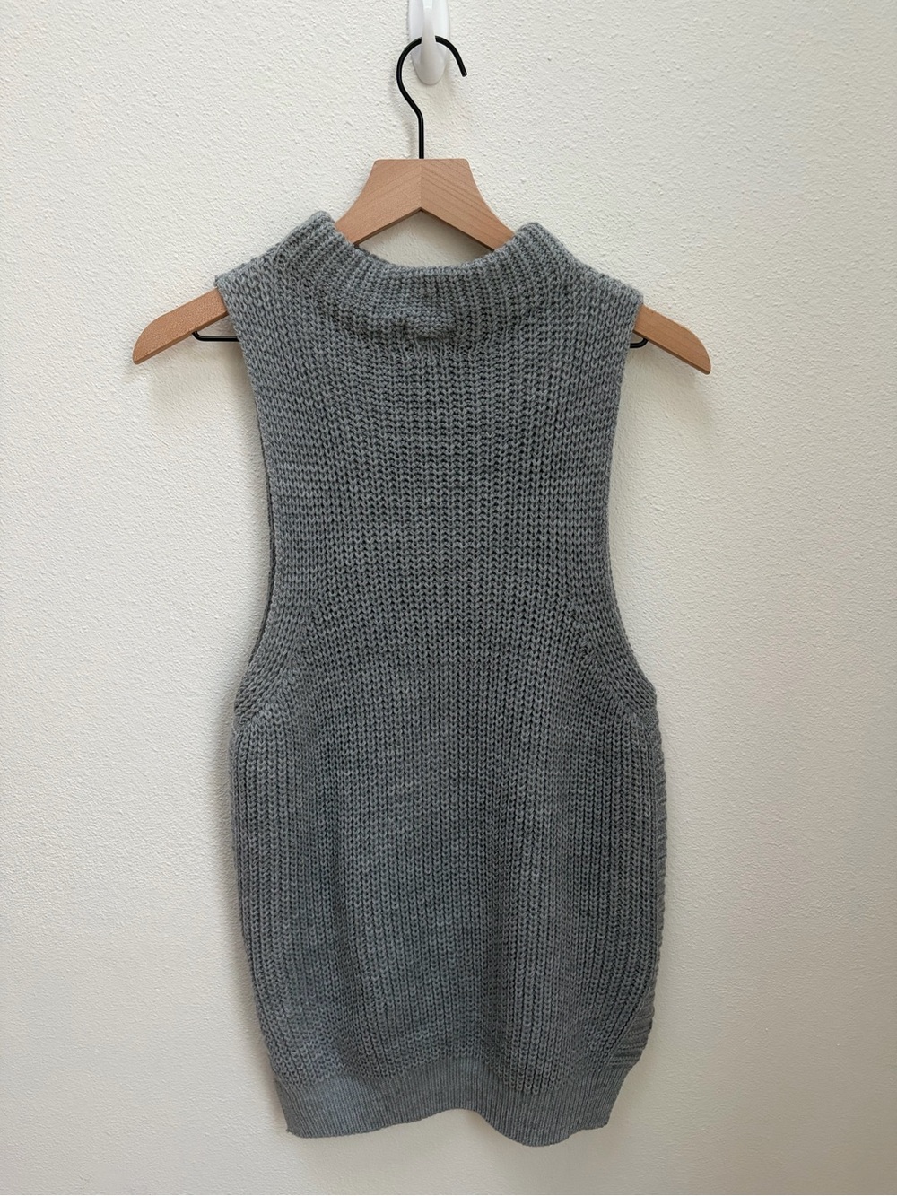 Bp Chunky Knit Sweater Sleeveless Mock Neck Vest Oversized Fall Top Gray Size Xs - Picture 4 of 8